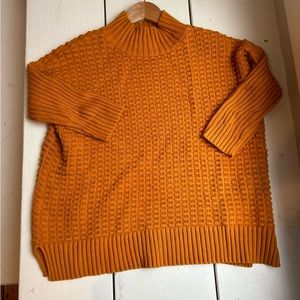 French Connection Orange Popcorn Weave Cotton Sweater